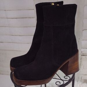 ASOS Black Suede Heeled Boots